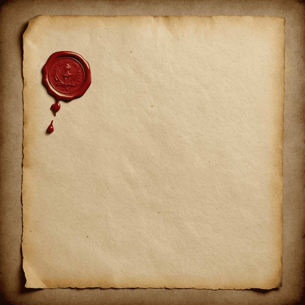 ورق البرشمان القديم مع ختم شمع