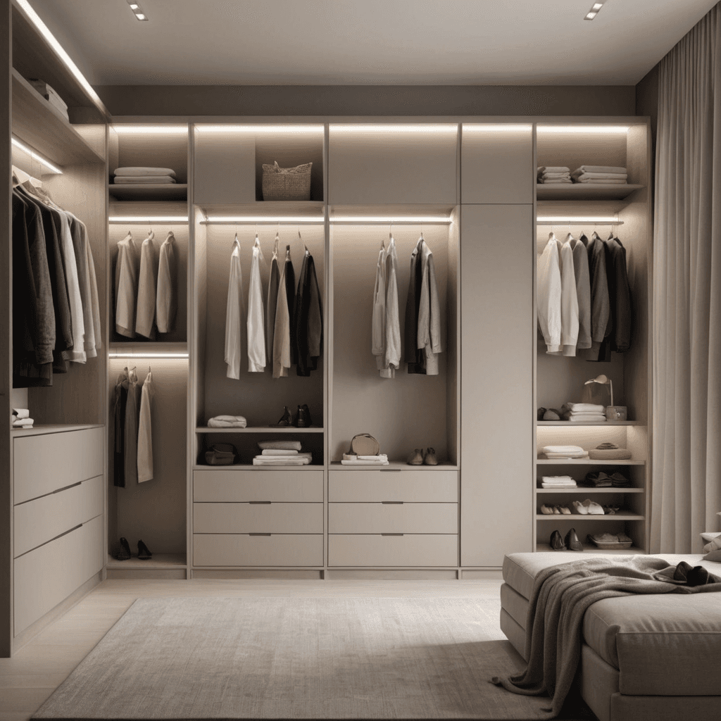 تصميم دولاب ملابس عصري بألوان محايدة