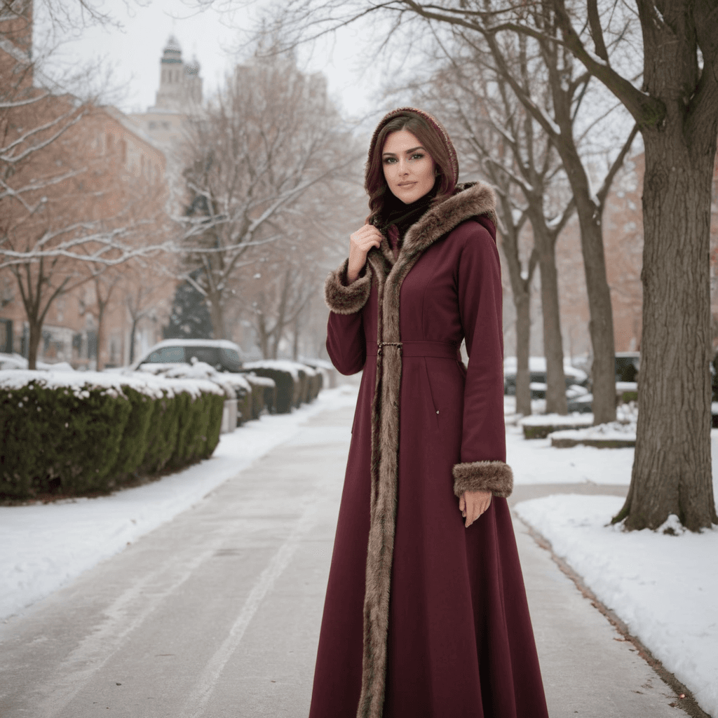 عباية من مزيج الصوف باللونين العنابي والبرونزي