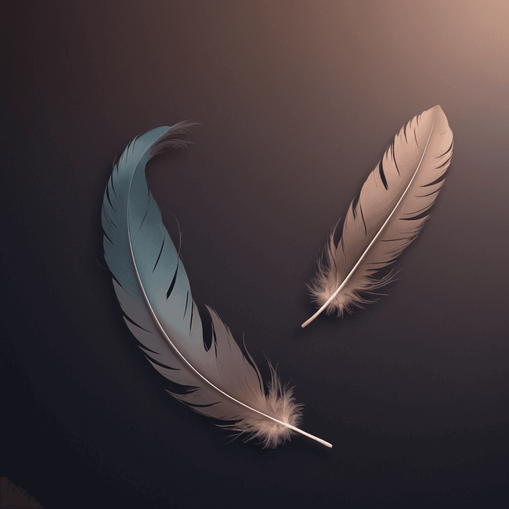 خلفية متدرجة تتحول من الفاتح إلى الداكن، مزينة ببعض الريش الرقيق