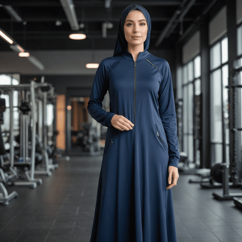 عباية من الجيرسيه الماصة للرطوبة باللون الأزرق الداكن