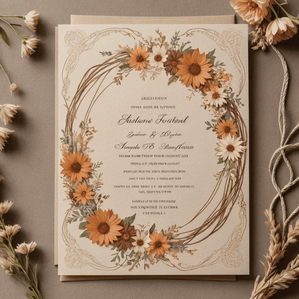 كرت دعوه بوهيمية بألوان الأرض الدافئة