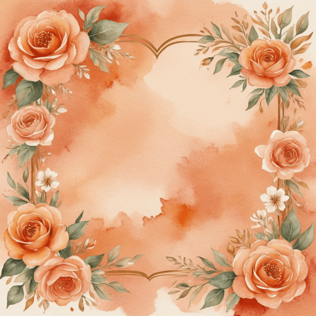 خلفية بطاقة دعوة زفاف، ألوان خوخية وبرتقالية دافئة