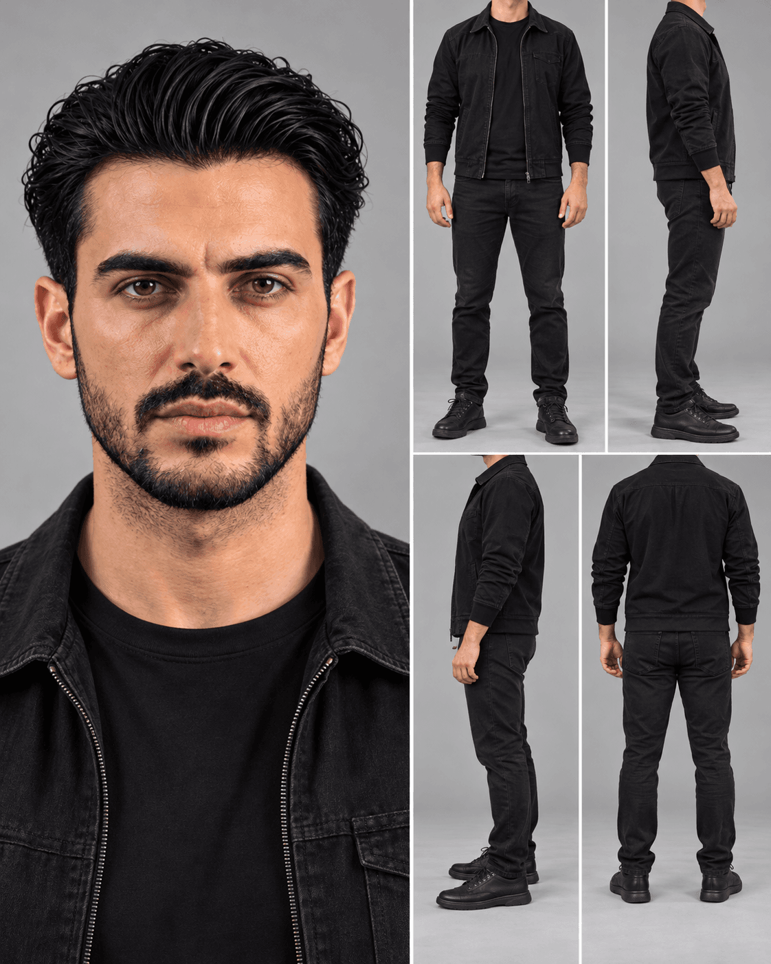 كراكتر شيت صانع المحتوى: شاب بشعر أسود ودقن خفيفة